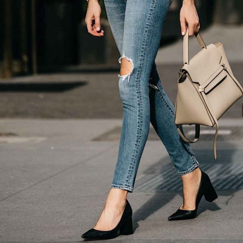 Black block heels